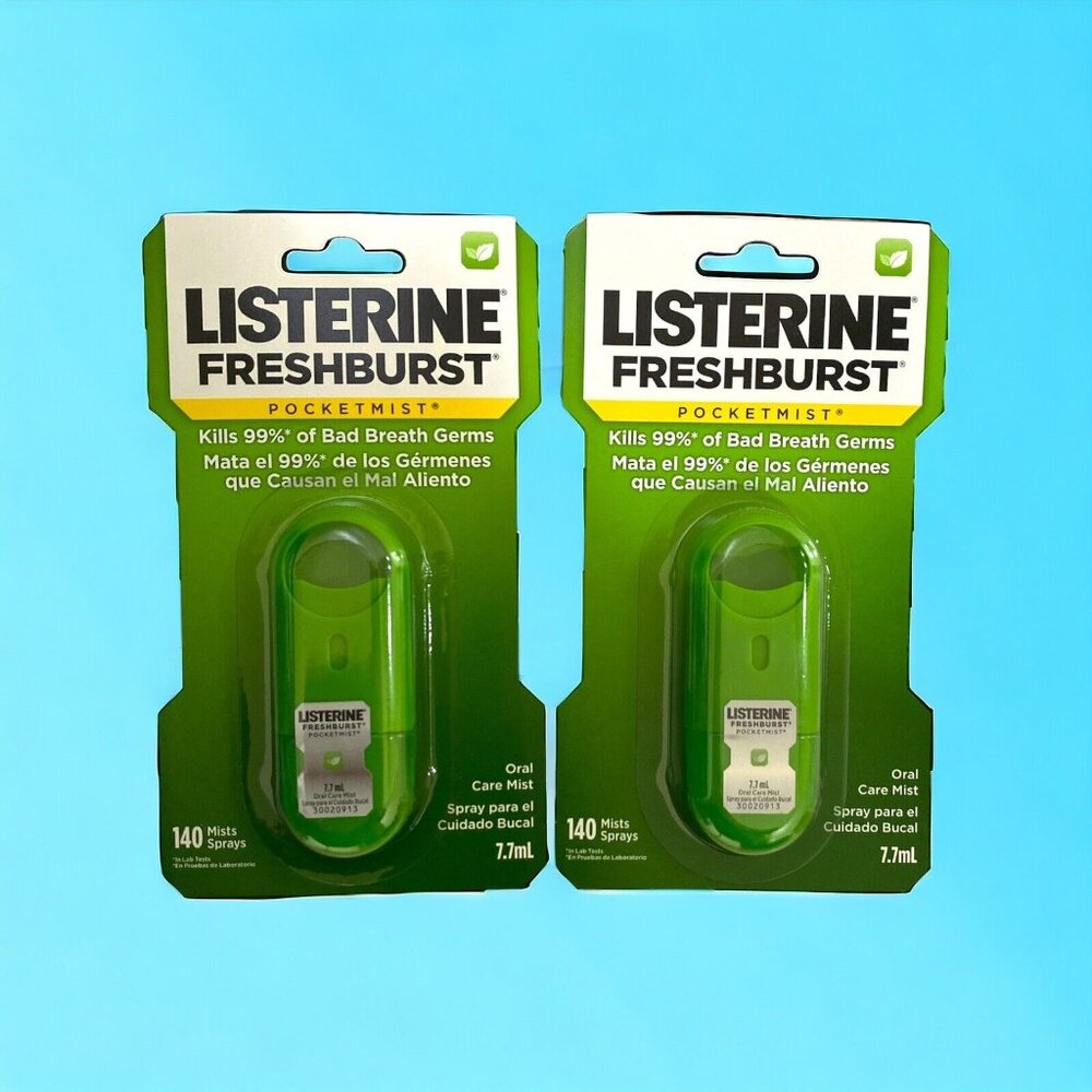 Pack of 2 Listerine Freshburst Oral Care Pocket Mist 140 Mists Sprays 7.7mL NEW